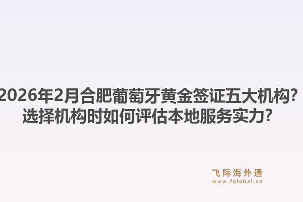 2026年2月合肥葡萄牙黄金签证五大机构?选择机构时如何评估本地服务实力?1.jpg