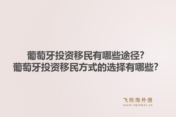 葡萄牙投资移民有哪些途径?葡萄牙投资移民方式的选择有哪些?1.jpg