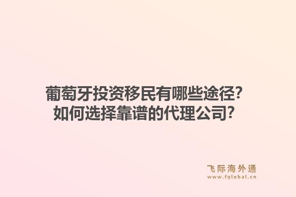葡萄牙投资移民有哪些途径?如何选择靠谱的代理公司?1.jpg