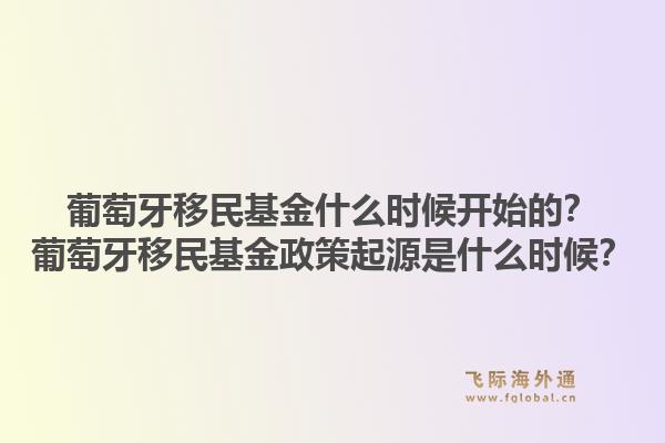 葡萄牙移民基金什么时候开始的？葡萄牙移民基金政策起源是什么时候？1.jpg