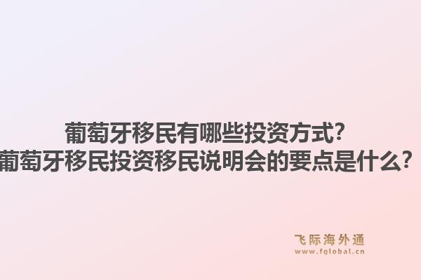 葡萄牙移民有哪些投资方式？葡萄牙移民投资移民说明会的要点是什么？