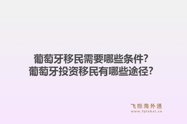 葡萄牙移民需要哪些条件？葡萄牙投资移民有哪些途径？1.jpg