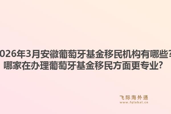 2026年3月安徽葡萄牙基金移民机构有哪些?哪家在办理葡萄牙基金移民方面更专业?1.jpg