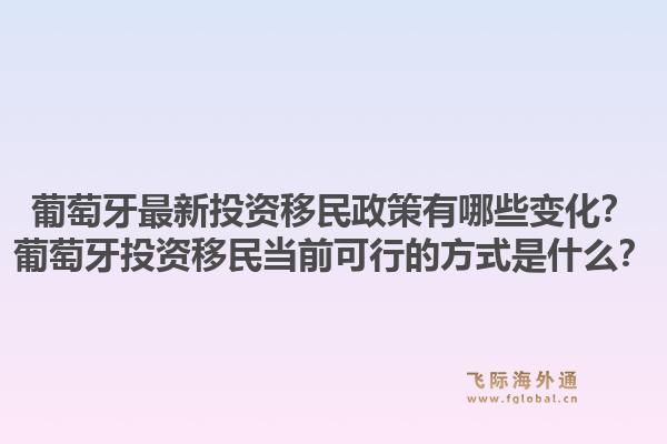 葡萄牙最新投资移民政策有哪些变化?葡萄牙投资移民当前可行的方式是什么?1.jpg