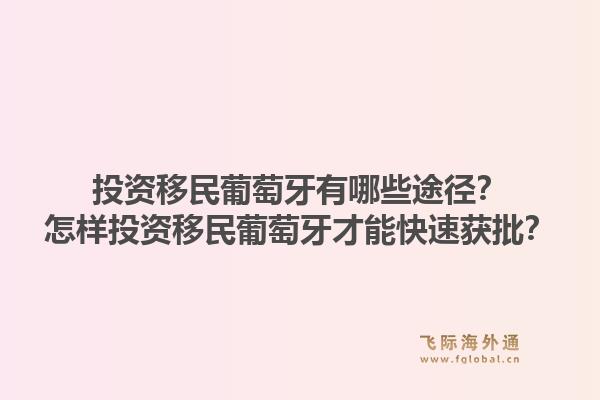 投资移民葡萄牙有哪些途径?怎样投资移民葡萄牙才能快速获批?1.jpg