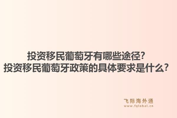 投资移民葡萄牙有哪些途径？投资移民葡萄牙政策的具体要求是什么？1.jpg