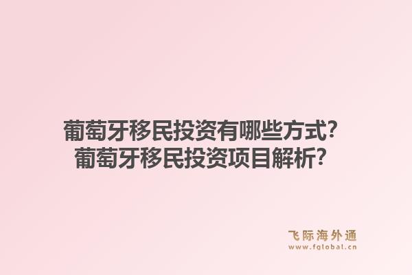 葡萄牙移民投资有哪些方式？葡萄牙移民投资项目解析？1.jpg
