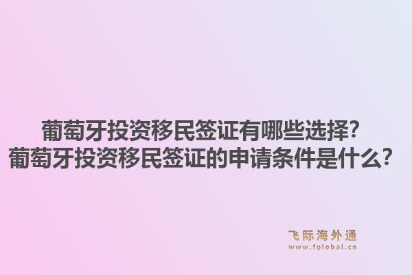 葡萄牙投资移民签证有哪些选择？葡萄牙投资移民签证的申请条件是什么？