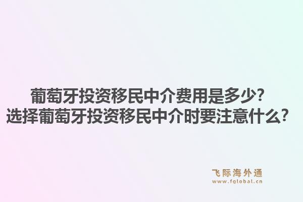 葡萄牙投资移民中介费用是多少？选择葡萄牙投资移民中介时要注意什么？