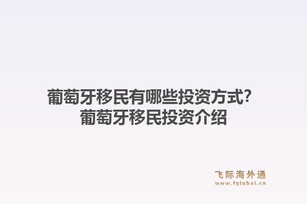 葡萄牙移民有哪些投资方式？葡萄牙移民投资介绍