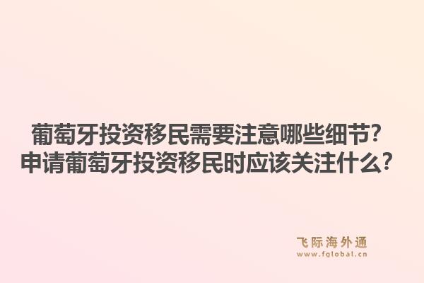 葡萄牙投资移民需要注意哪些细节？申请葡萄牙投资移民时应该关注什么？1.jpg